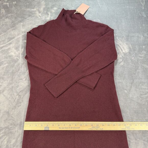 Quince Women's 100% Cashmere Turtleneck Sweater Maxi Dress Maroon Size M NWT - Picture 14 of 14
